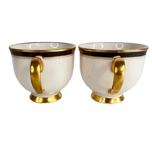 Lenox Hancock Tea Cup And Saucer Set of 2 Presidential Collection NEW Ivory Foot - Picture 5 of 9